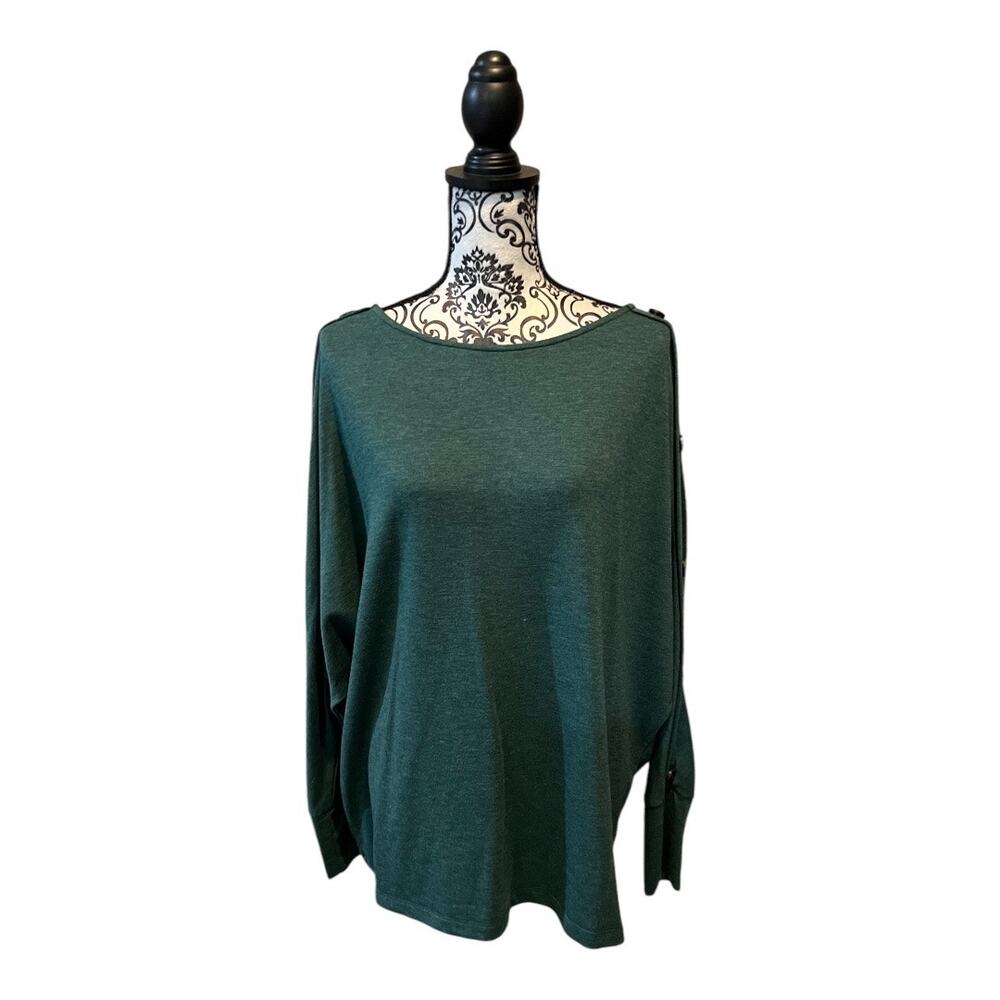 Unbranded Button Accent Dolman Sleeve Green Sweater size 2XL